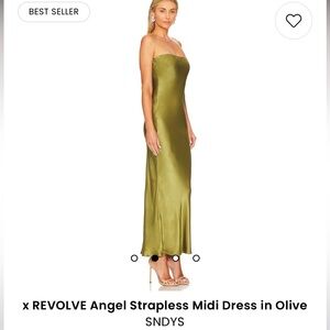 X REVOLVE ANGEL STRAPLESS MIDI DRESS IN OLIVE
